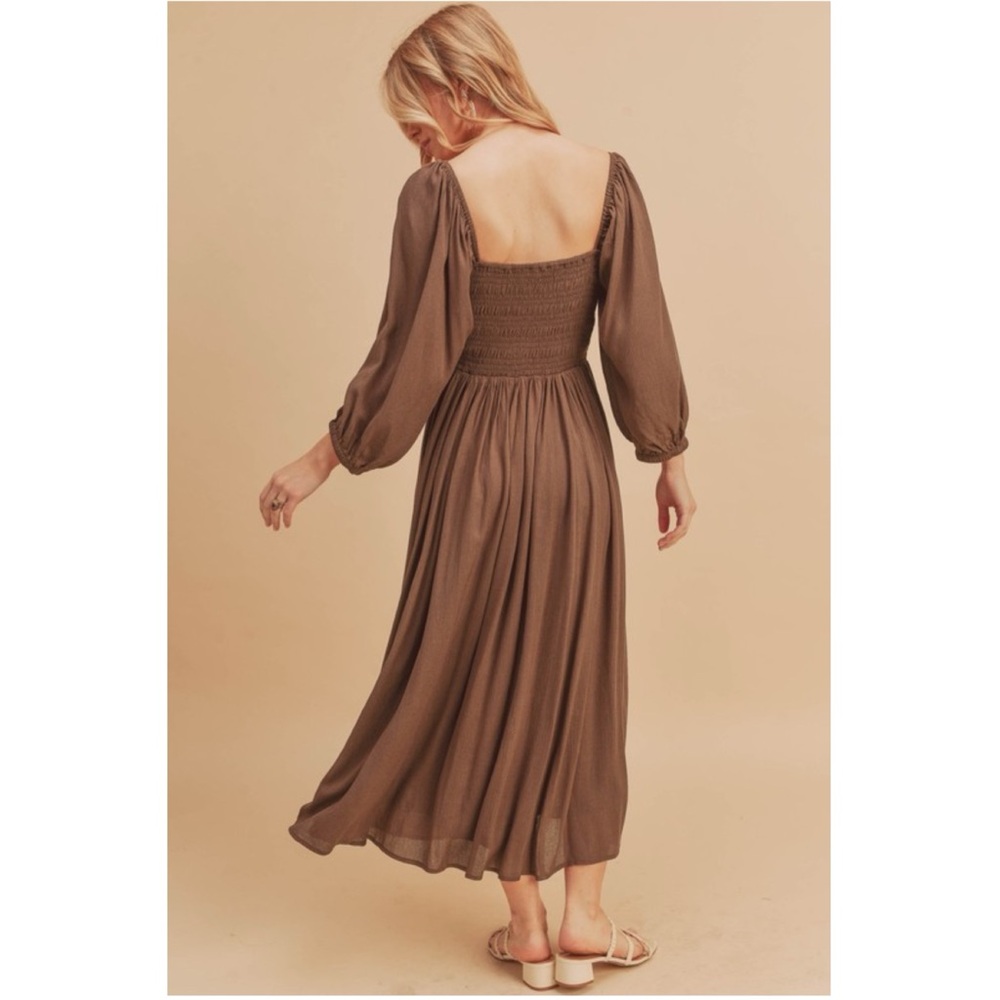 Elegant Brown Midi Dress - Picture 9 of 11